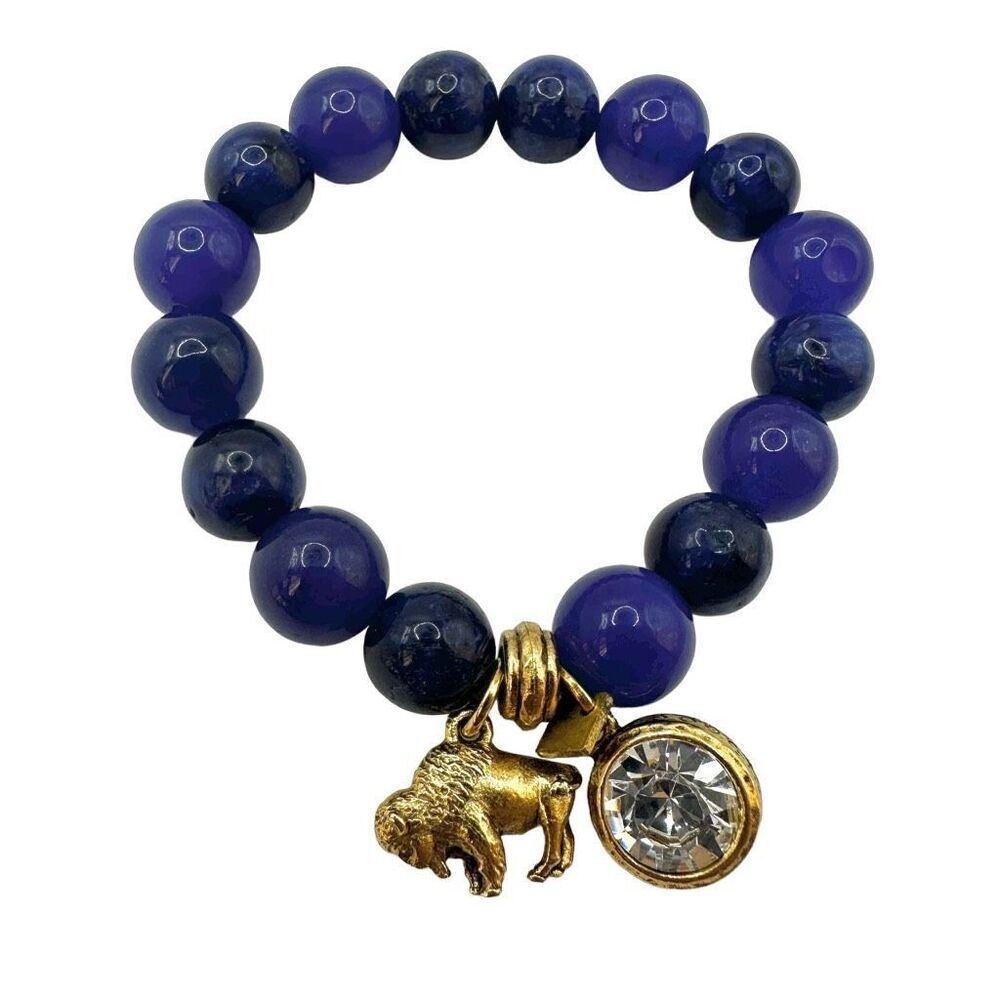 Blair Delmonico blue beaded gold charm bracelet